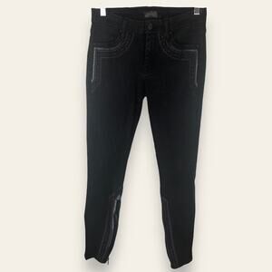 MOTHER The Looker Inside Zip Black Sheep & Princess Denim Skinny Jeans Size 26